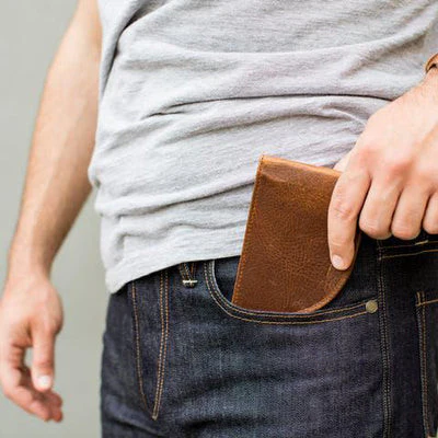 American Bison Leather Front Pocket Wallet (brown) - Image 2