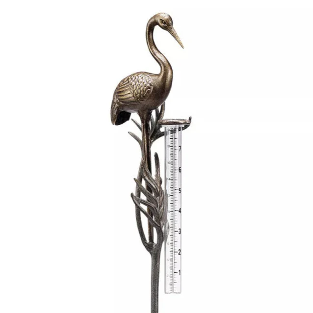 Crane Rain Gauge Garden Stake