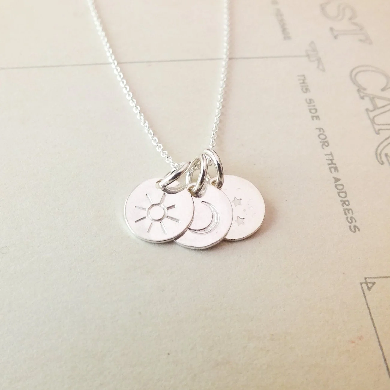 E.E. Cummings Sun Moon & Stars Necklace - Silver or Gold - Image 4