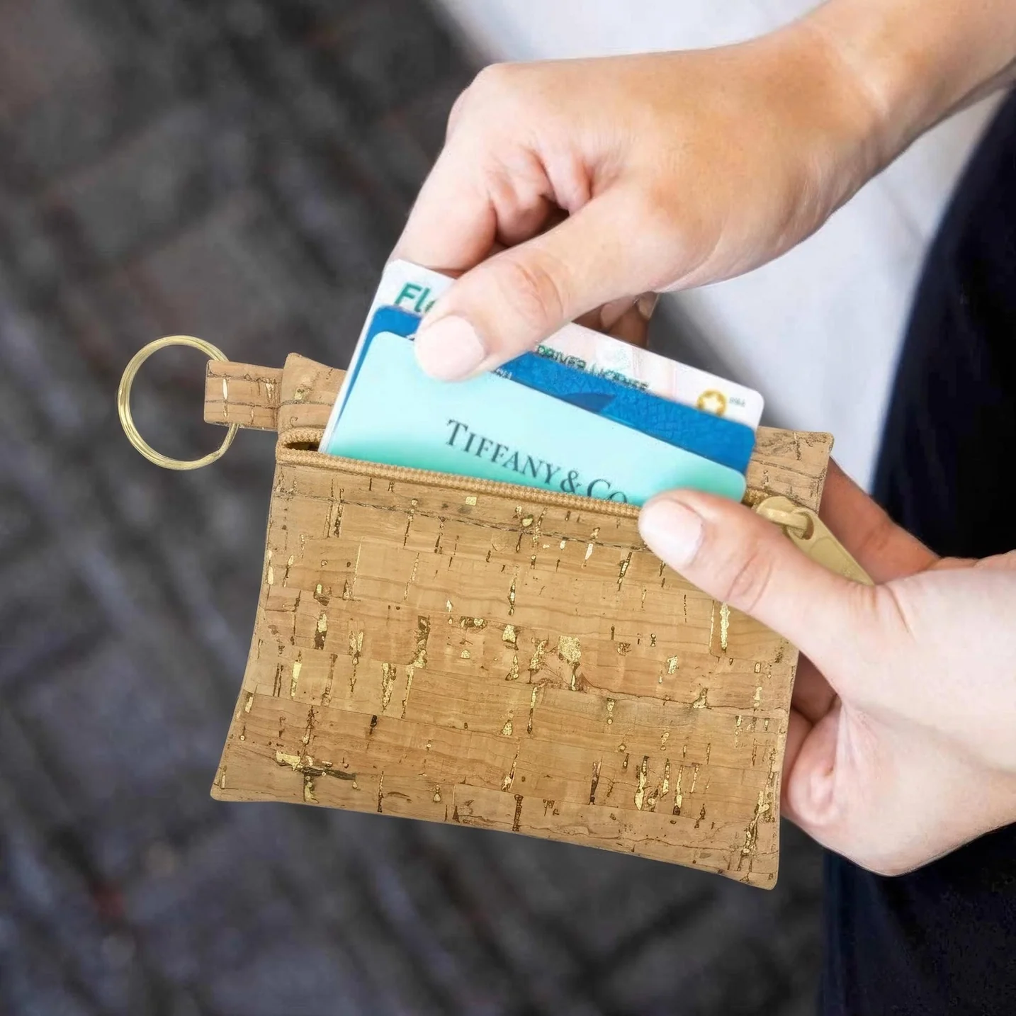 Gold Fleck Cork Zipper Pouch - Image 2