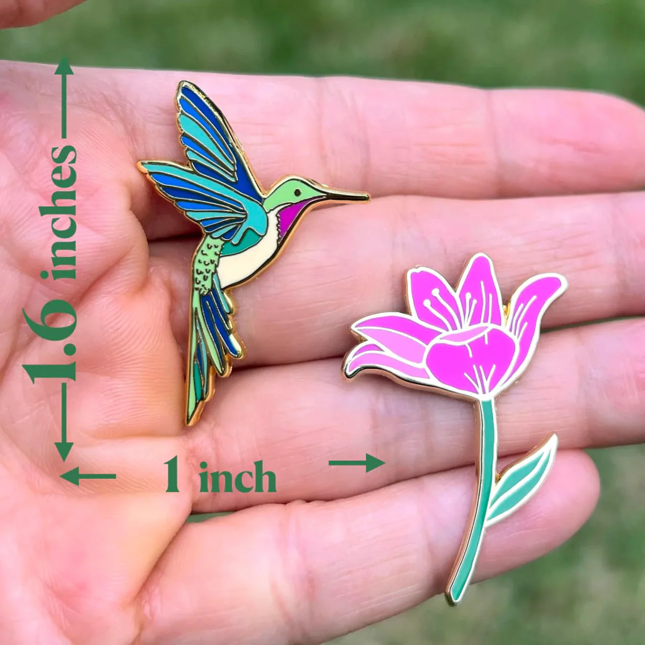 Hummingbird & Lily Pin Set - Image 2