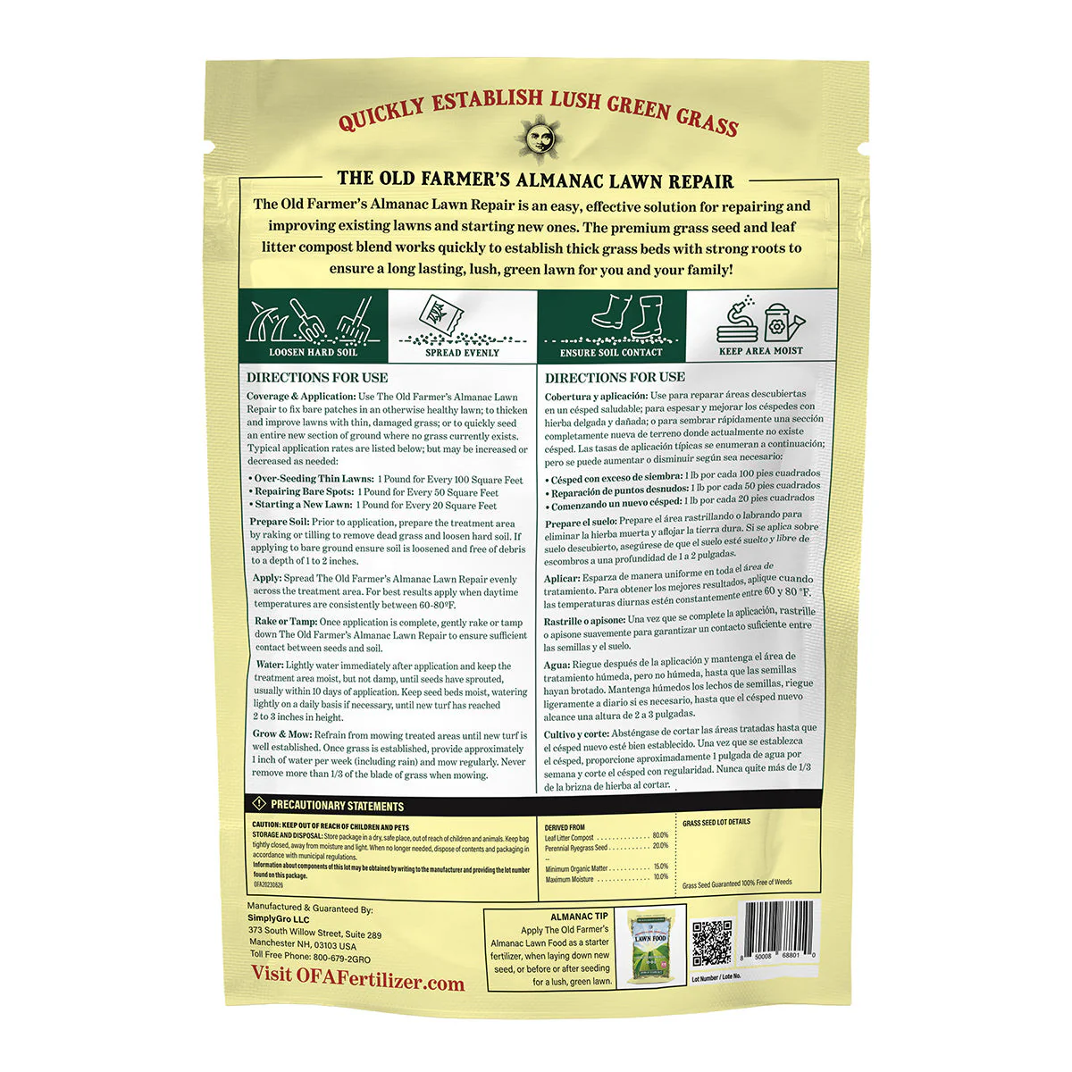 Lawn Repair Premium Grass Seed & Compost Blend - 1lb. Bag - Image 3