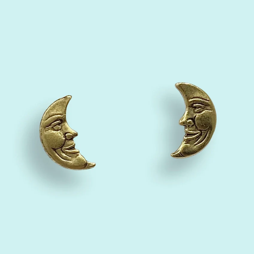 Man in the Moon Earrings - Silver or Gold