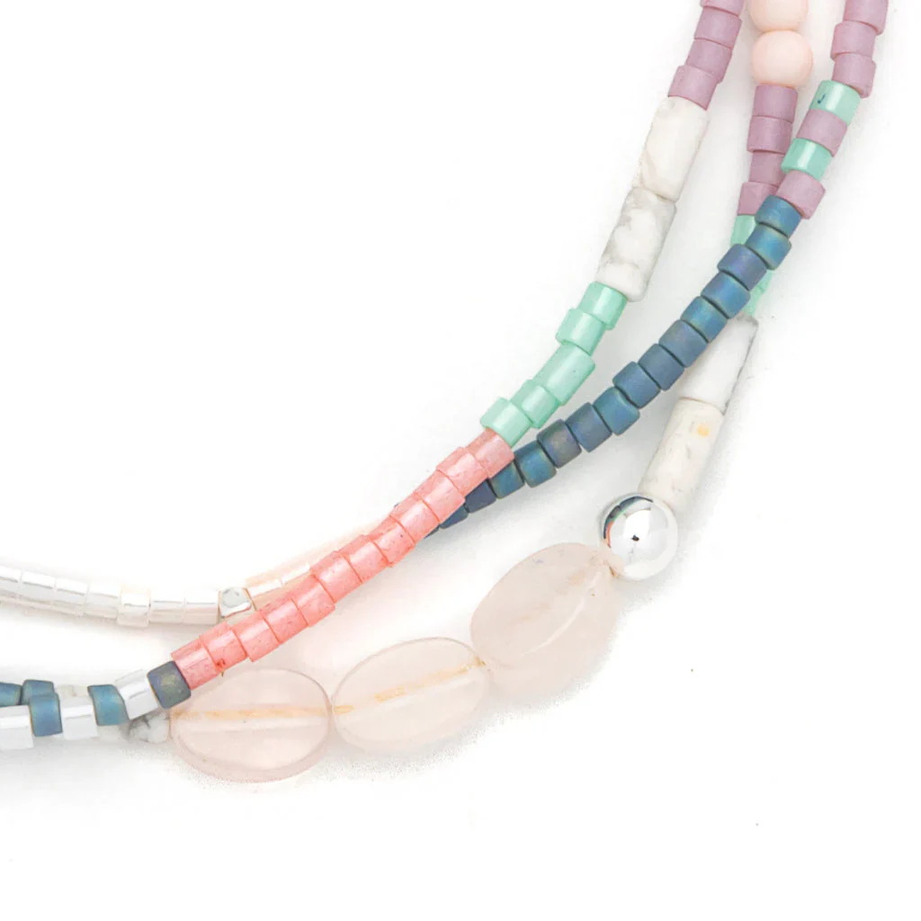 Mixed Media Bracelet - Heart/Rose Quartz/Silver - Image 3