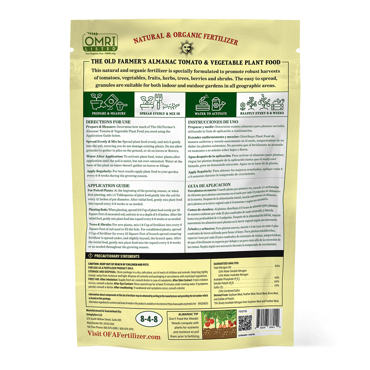 Organic Tomato & Vegetable 8-4-8 Plant Food - Image 5